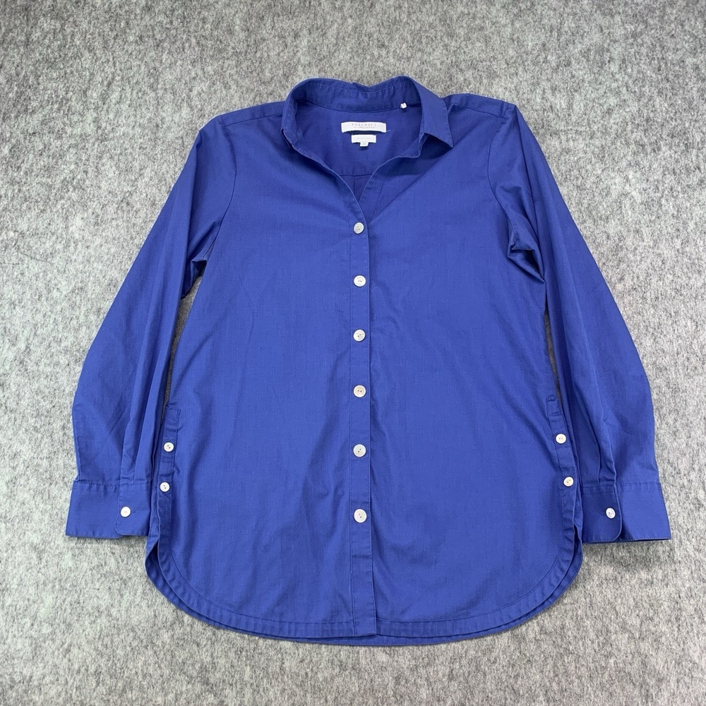 Foxcroft Taylor Wrinkle Free Button Up Tunic Blue Shirt Office - Size 10 (M)